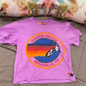 Aviator Nation crop style tee bright Lavender Nashville Tee